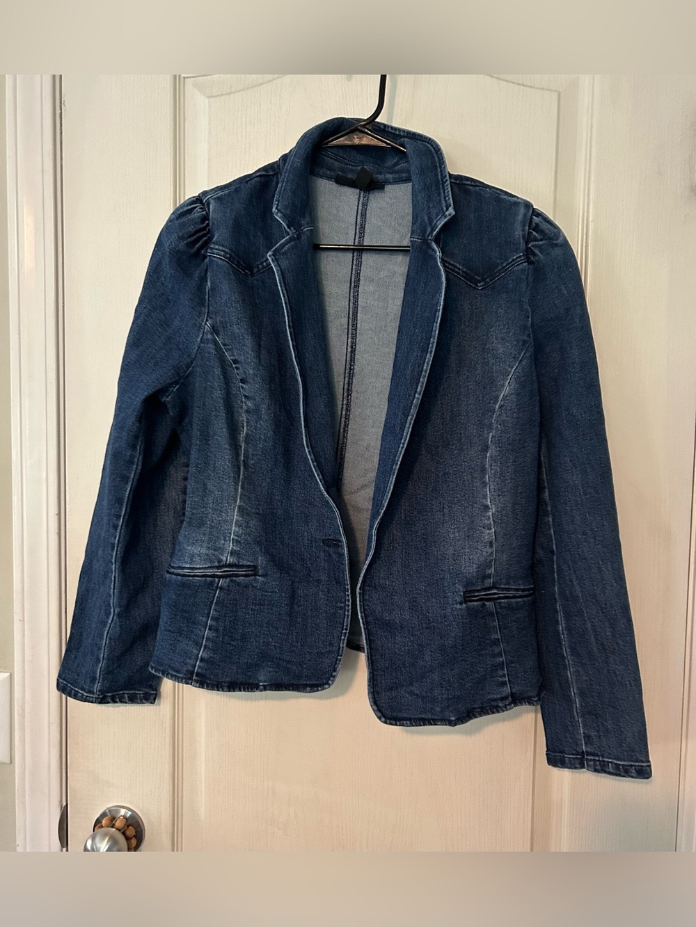 INC International Concepts Dark Blue Denim Blazer Jacket